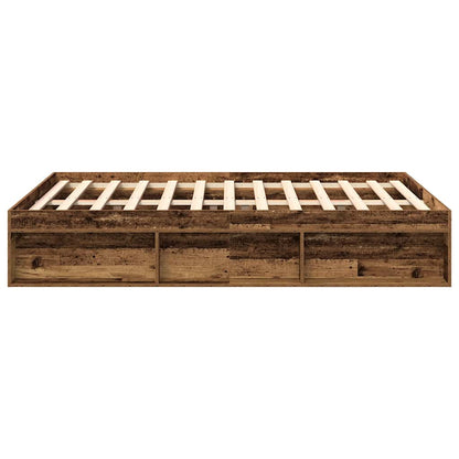 Bed Frame without Mattress Old Wood 140x190cm Engineered Wood