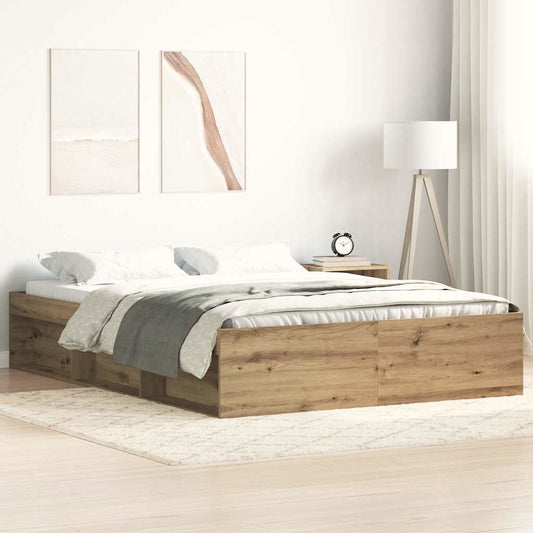 Bed Frame without Mattress Artisan Oak 140x190cm Engineered Wood