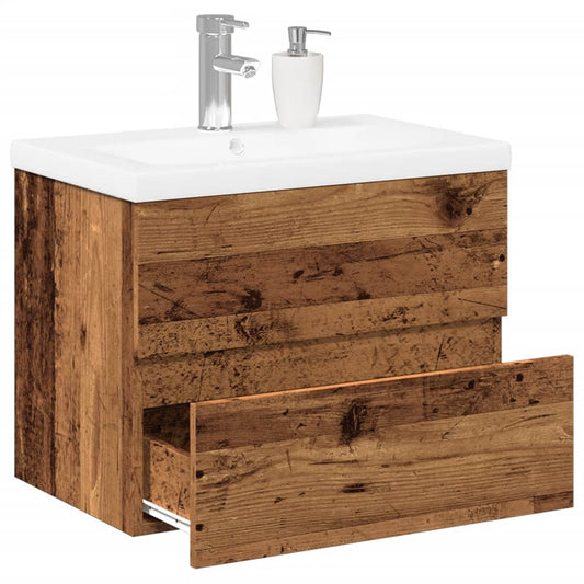 Sink Cabinet with Built-in Basin Old Wood