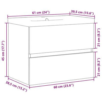 Sink Cabinet with Built-in Basin Artisan Oak
