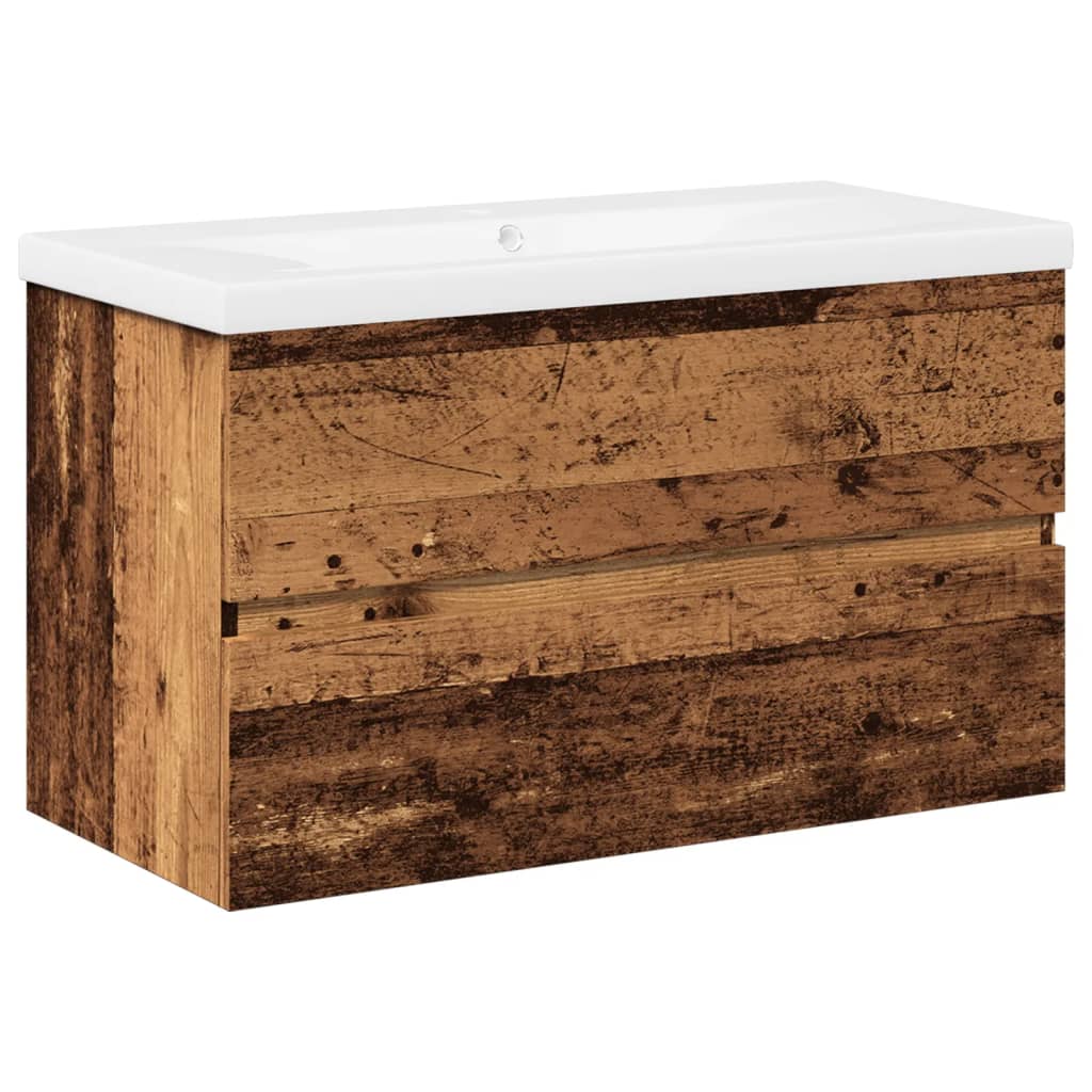 Sink Cabinet with Built-in Basin Old Wood