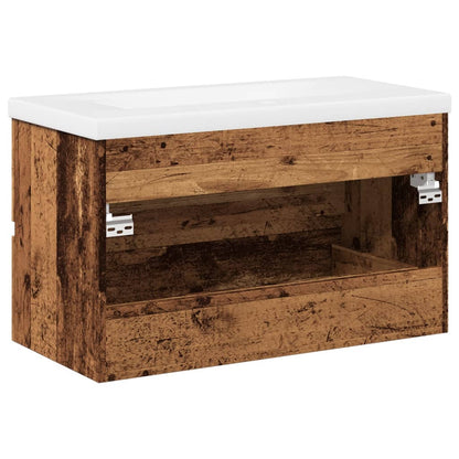 Sink Cabinet with Built-in Basin Old Wood