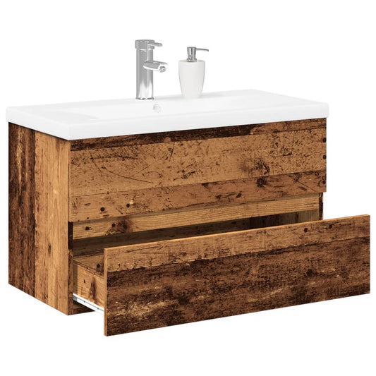 Sink Cabinet with Built-in Basin Old Wood