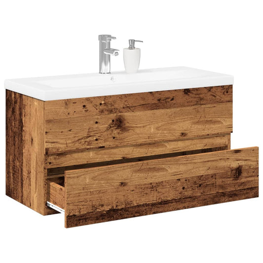 Sink Cabinet with Built-in Basin Old Wood