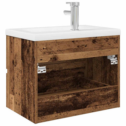 Sink Cabinet with Built-in Basin and Faucet Old Wood