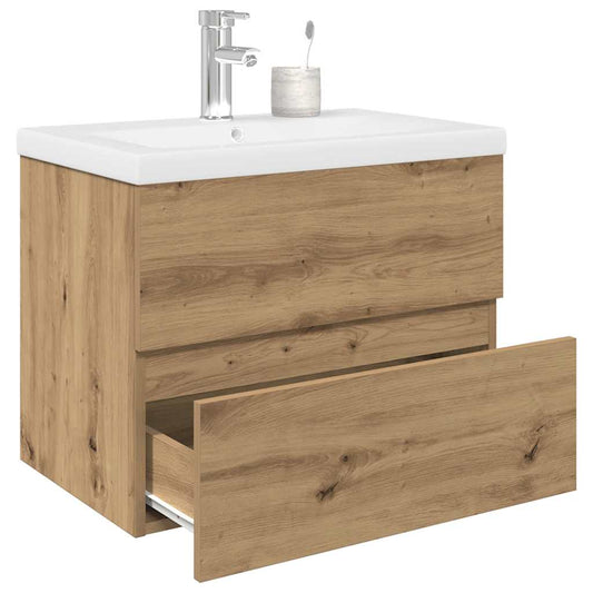 Sink Cabinet with Built-in Basin and Faucet Artisan Oak