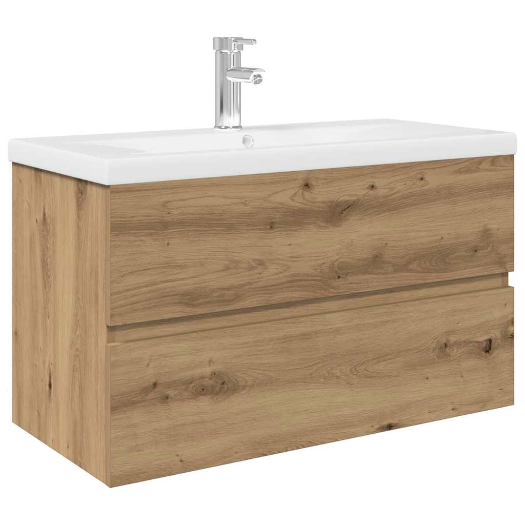 Sink Cabinet with Built-in Basin and Faucet Artisan Oak