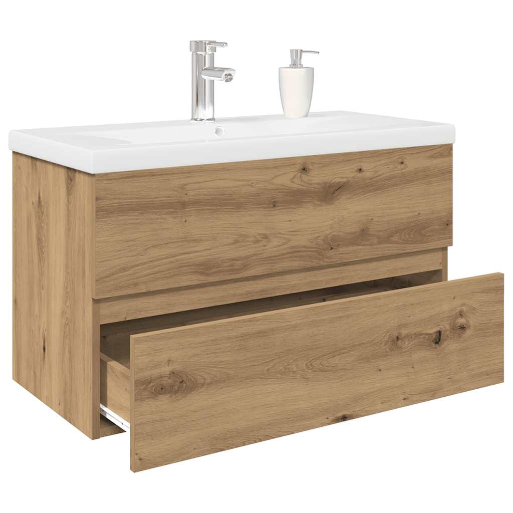 Sink Cabinet with Built-in Basin and Faucet Artisan Oak