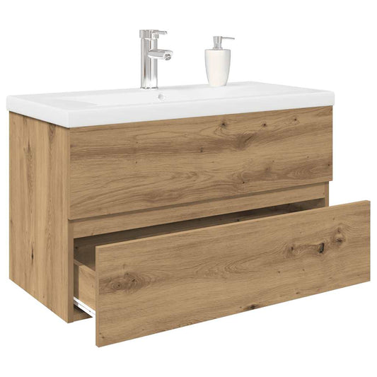 Sink Cabinet with Built-in Basin and Faucet Artisan Oak