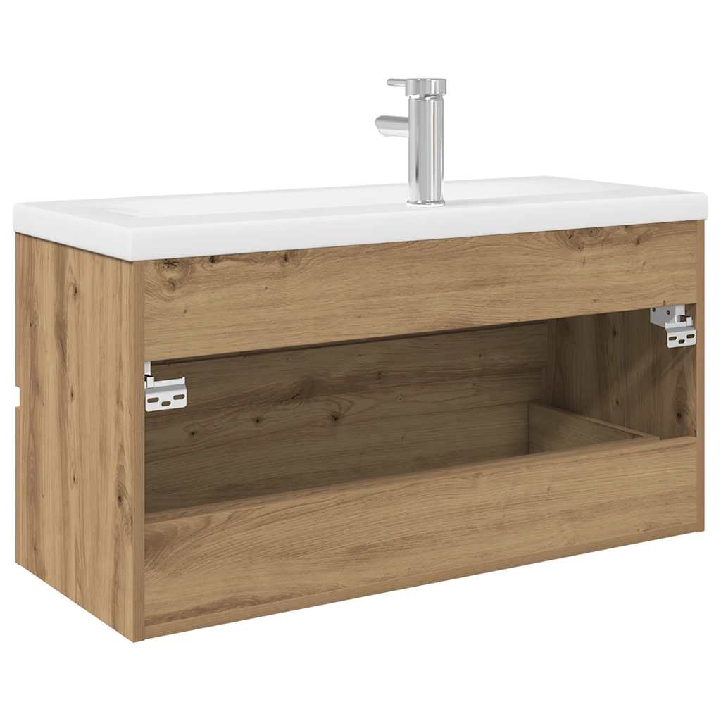 Sink Cabinet with Built-in Basin and Faucet Artisan Oak