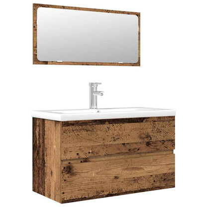 3 Piece Bathroom Furniture Set Old Wood Engineered Wood