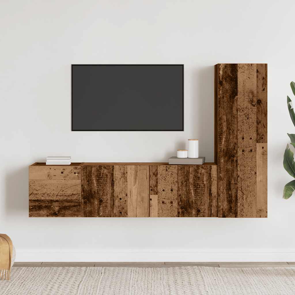 Wall Mounted TV cabinets 3 pcs Old Wood Engineered Wood