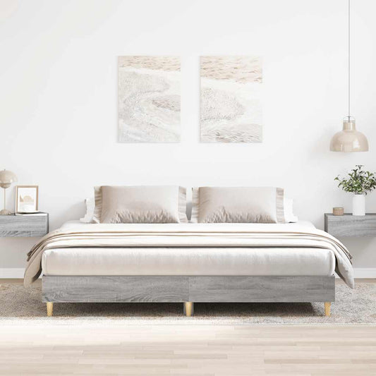 Bed Frame without Mattress Grey Sonoma 160x200cm Engineered Wood