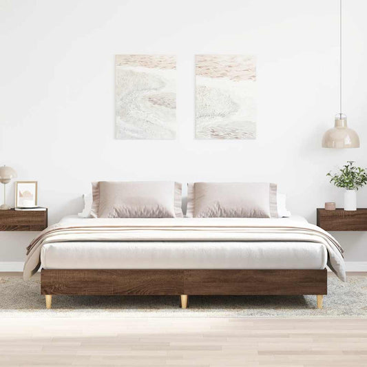 Bed Frame without Mattress Brown Oak 160x200cm Engineered Wood