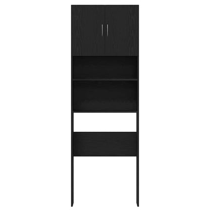 Washing Machine Cabinet Black Oak 64x24x190 cm Engineered Wood
