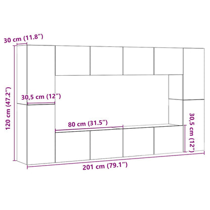 Wall Mounted TV cabinets 8 pcs Old Wood Engineered Wood