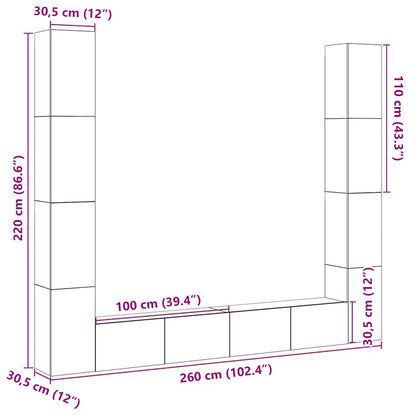 Wall Mounted TV cabinets 6 pcs Old Wood Engineered Wood