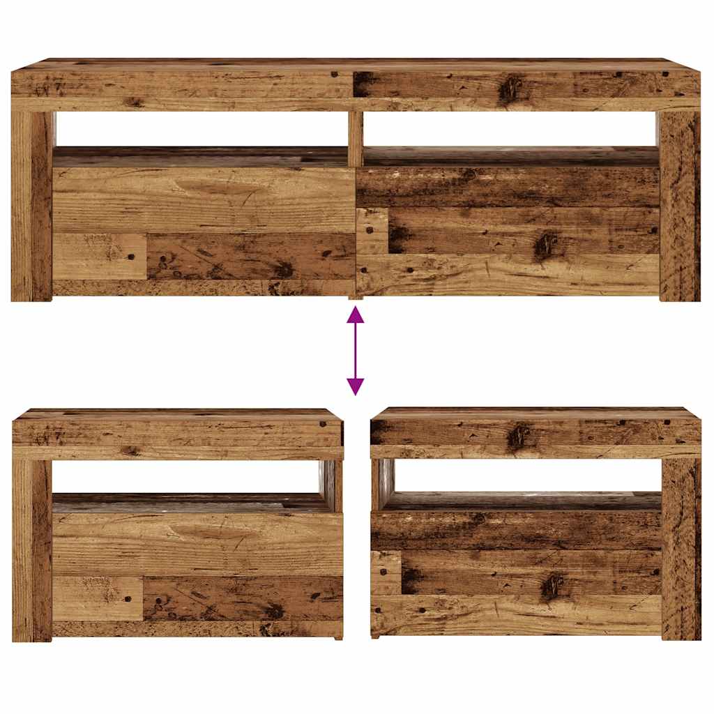 Bedside Cabinets 2 pcs with LEDs Artisan Oak 60x35x40 cm