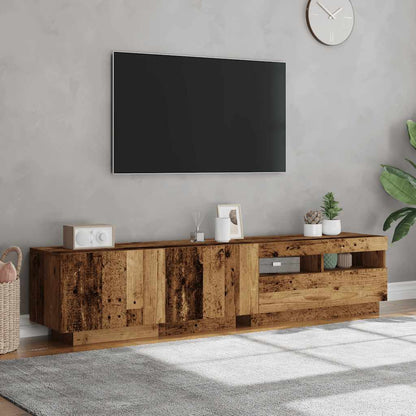TV Cabinet with LED Lights Old Wood 180x35x40 cm Engineered Wood