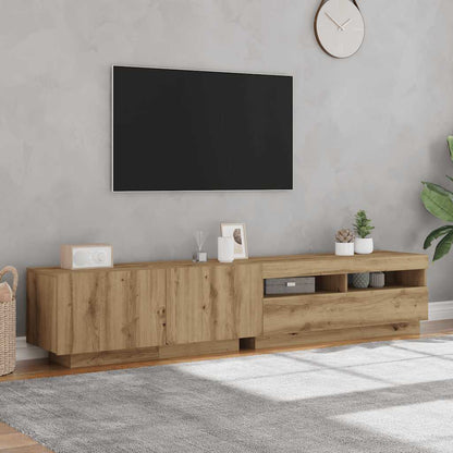 TV Cabinet with LED Lights Artisan Oak 200x35x40 cm Engineered Wood