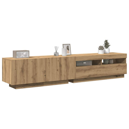 TV Cabinet with LED Lights Artisan Oak 200x35x40 cm Engineered Wood