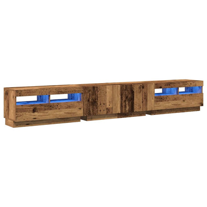 TV Cabinet with LED Lights Old Wood 260x35x40 cm Engineered Wood