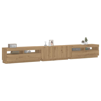 TV Cabinet with LED Lights Artisan Oak 300x35x40 cm Engineered Wood