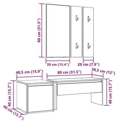 Hallway Furniture Set Old Wood Engineered Wood