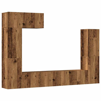 5 Piece TV Cabinet Set Wall-mounted Old Wood Engineered Wood