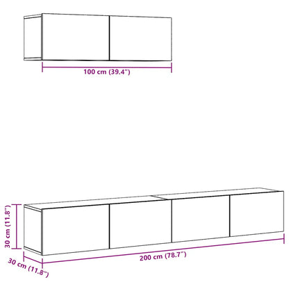 3 Piece TV Cabinet Set Wall-mounted Artisan Oak Engineered Wood