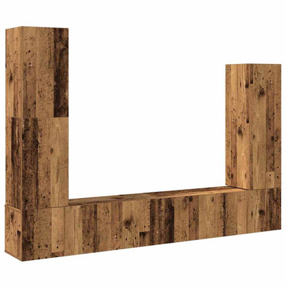 4 Piece TV Cabinet Set Wall-mounted Old Wood Engineered Wood