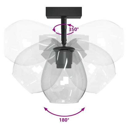 Ceiling Spotlight Black 13 x 13 x 26 cm Glass and metal