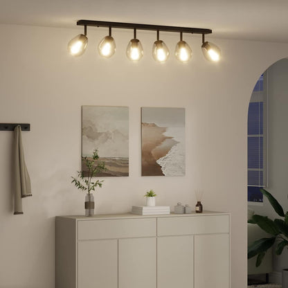 Ceiling Spotlight Black 110.5 x 13 x 26 cm Glass and metal