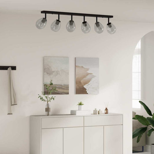 Ceiling Spotlight Black 110.5 x 13 x 26 cm Glass and metal