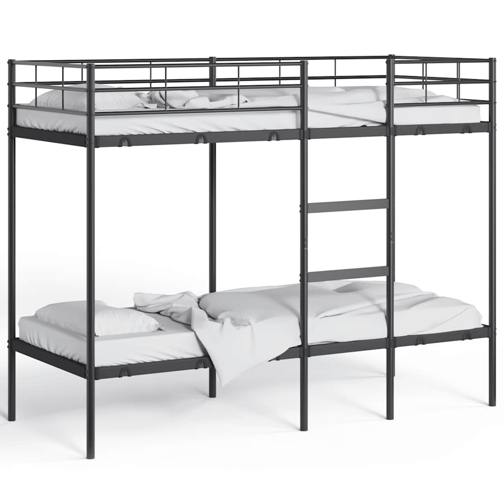 Bunk Bed without Mattress Black 75x190 cm Small Single Steel