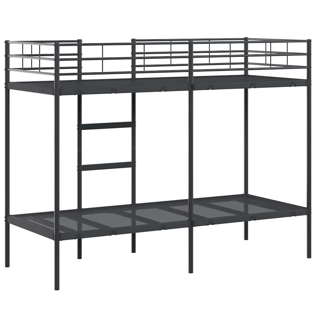 Bunk Bed without Mattress Black 75x190 cm Small Single Steel