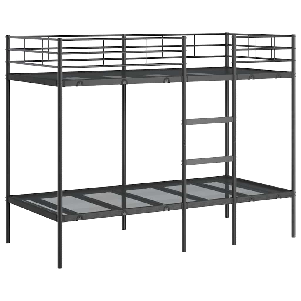Bunk Bed without Mattress Black 90x190 cm Single Steel
