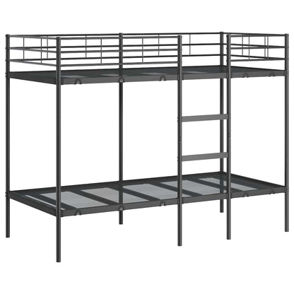 Bunk Bed without Mattress Black 90x190 cm Single Steel