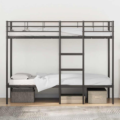 Bunk Bed without Mattress Black 90x190 cm Single Steel