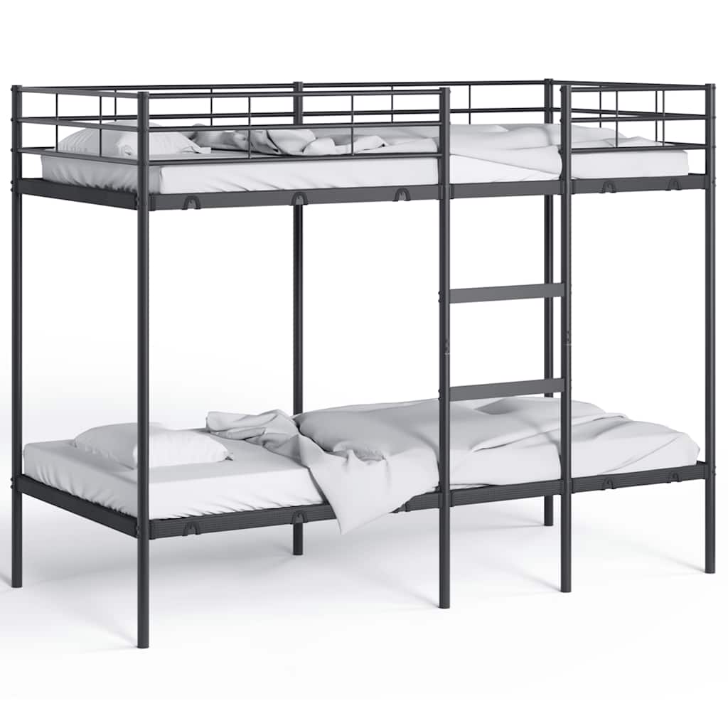 Bunk Bed without Mattress Black 90x190 cm Single Steel