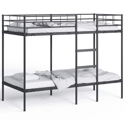 Bunk Bed without Mattress Black 90x190 cm Single Steel