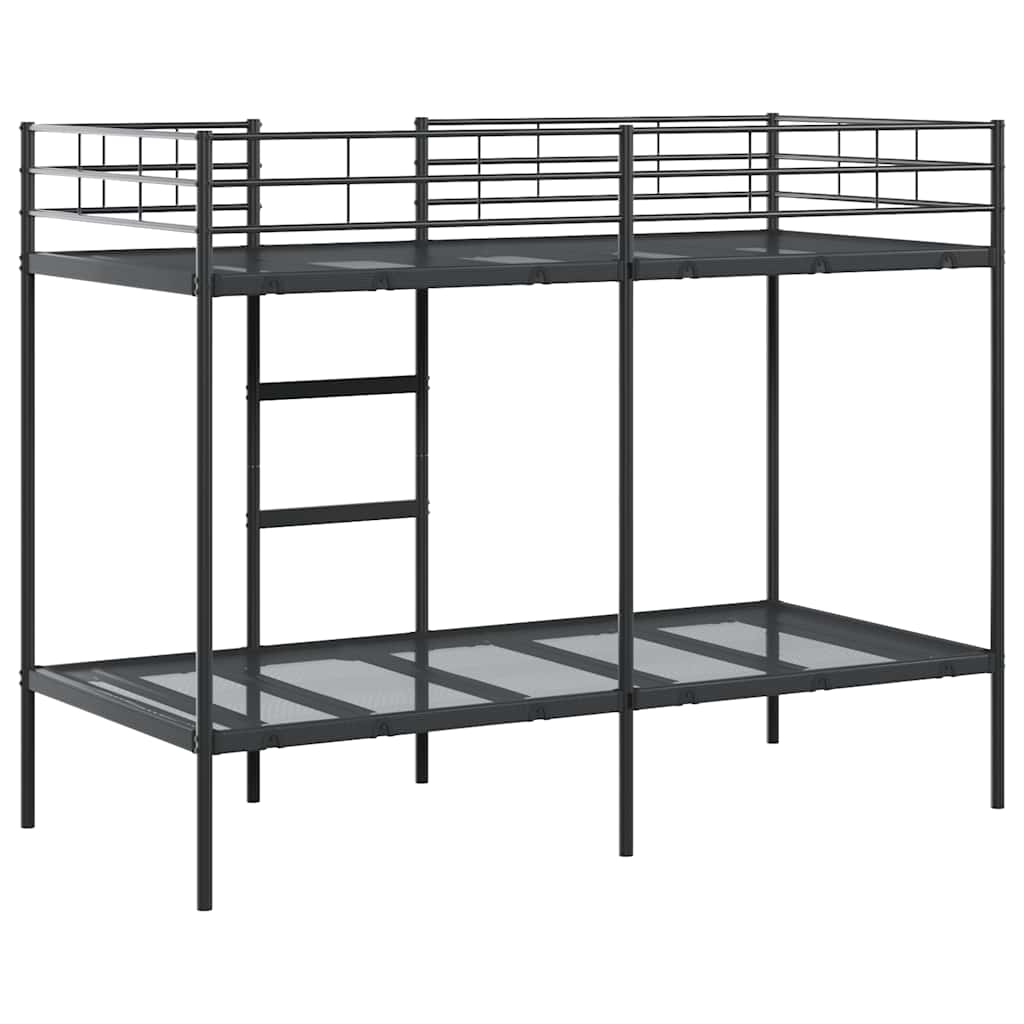 Bunk Bed without Mattress Black 90x190 cm Single Steel