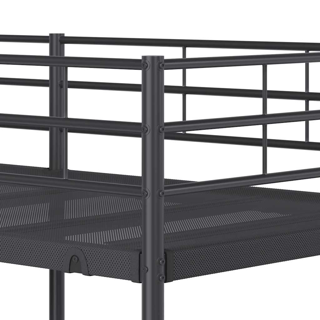 Bunk Bed without Mattress Black 90x190 cm Single Steel