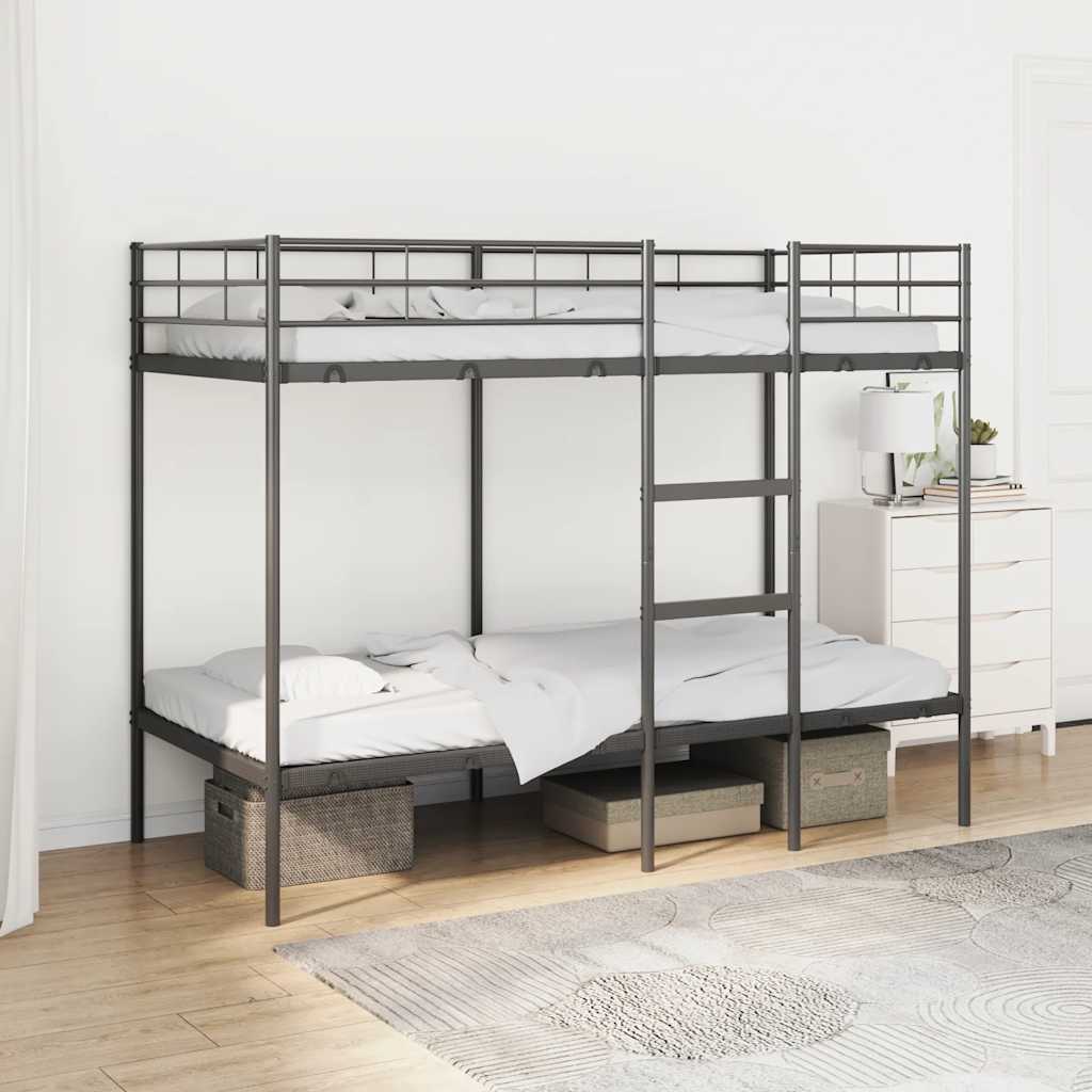 Bunk Bed without Mattress Black 90x190 cm Single Steel