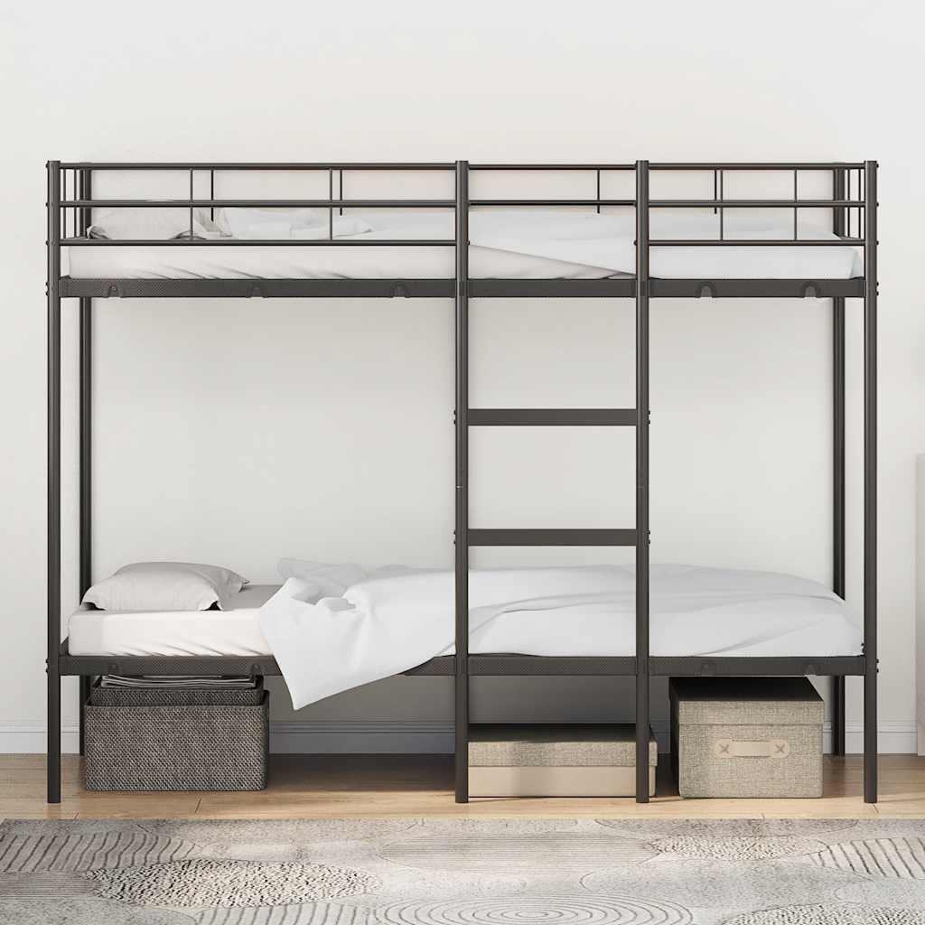 Bunk Bed without Mattress Black 100x190 cm Steel