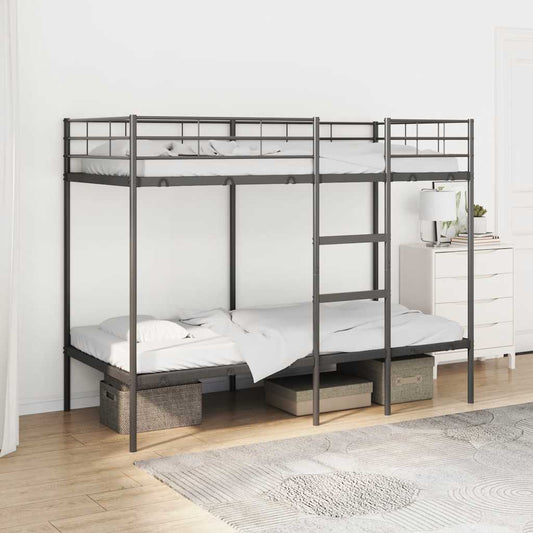 Bunk Bed without Mattress Black 100x190 cm Steel