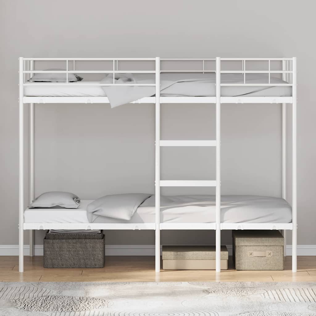 Bunk Bed without Mattress White 75x190 cm Small Single Steel