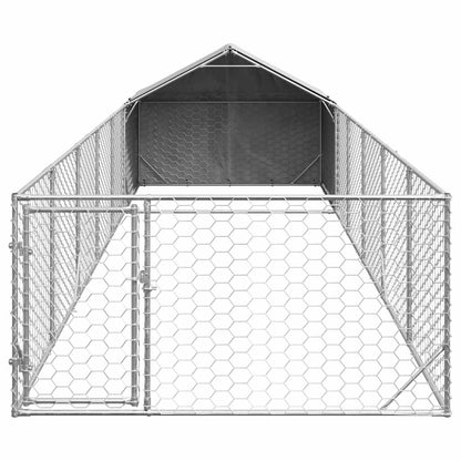 Outdoor Dog Kennel with Run 8x2x1.5 m Galvanised Steel