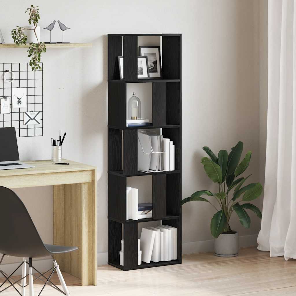 Book Cabinet/Room Divider Black Oak 45x24x159 cm Engineered Wood