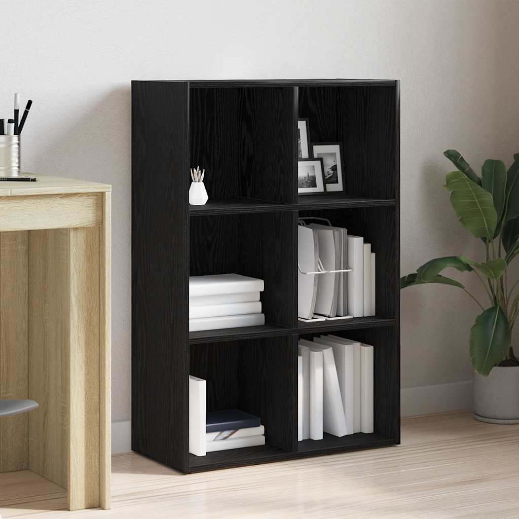 Book Cabinet Black Oak 66x30x98 cm Engineered Wood